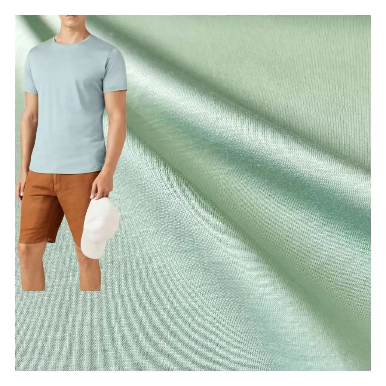 Low MOC marine green Lyocell cotton single jersey 165gsm knitting fabric for TEE
