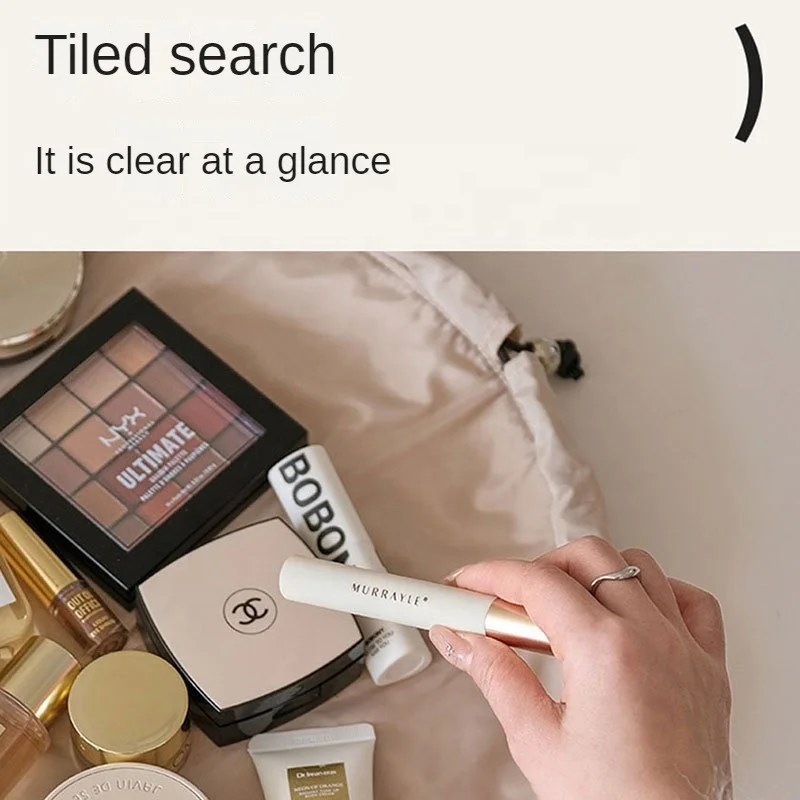 Drawstring Cosmetic Bag for Women 2023 New Travel Portable  Cosmetic Bag Makeup Brush Storage Bag