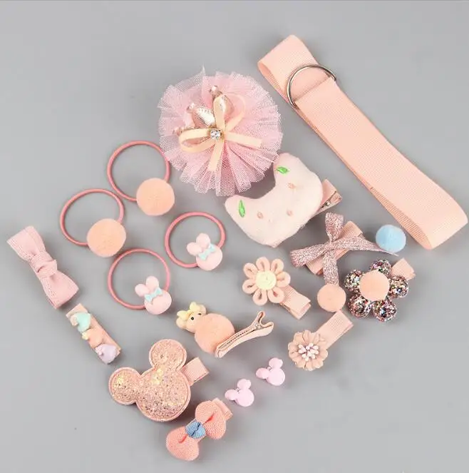  18 Pcs Children Hair Clips Set Little Girl Accessories Elastic Ties Gift Party