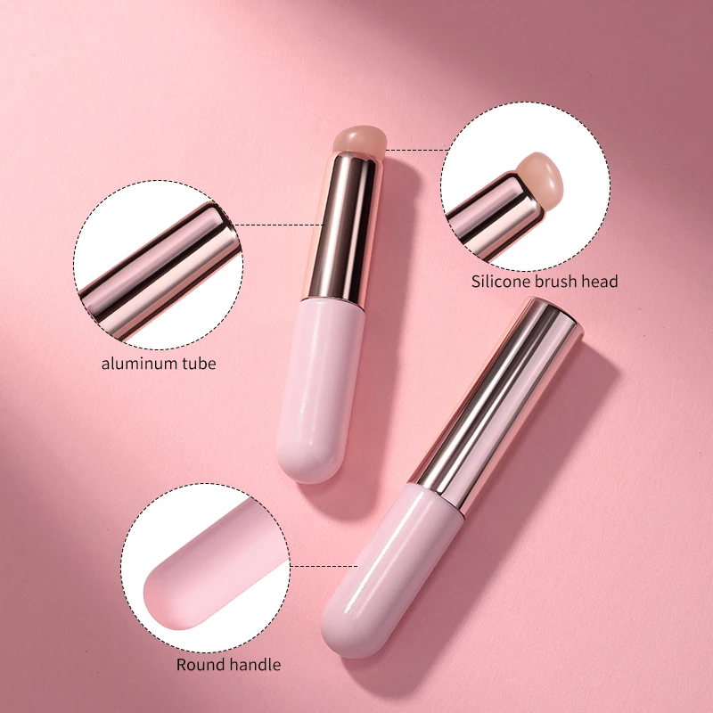 LMLTOP Pink Silicone Lip Brush Applicator SY614 Soft Jelly Round Slant Head Single Makeup Brush For Lips OEM Silicone Lip Brush