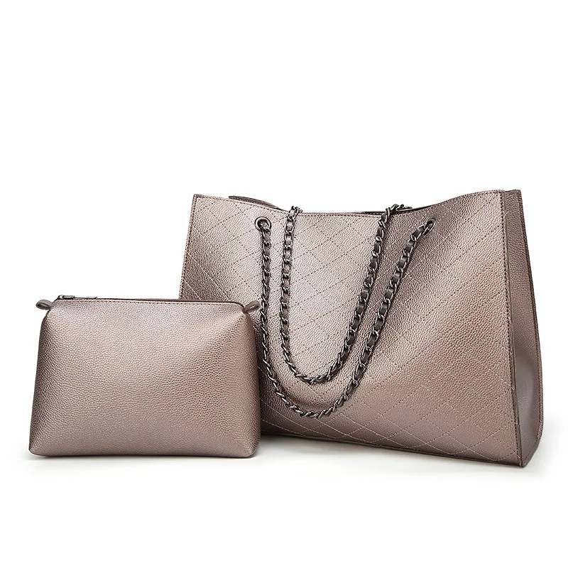 European American Fashion Rhombic Chain Women Pu Leather Handbags Wholesale Handbag Set