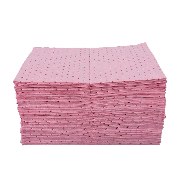Pink Color Perforated Chemical Spill Absorbent Sheet Pads For Laboratory