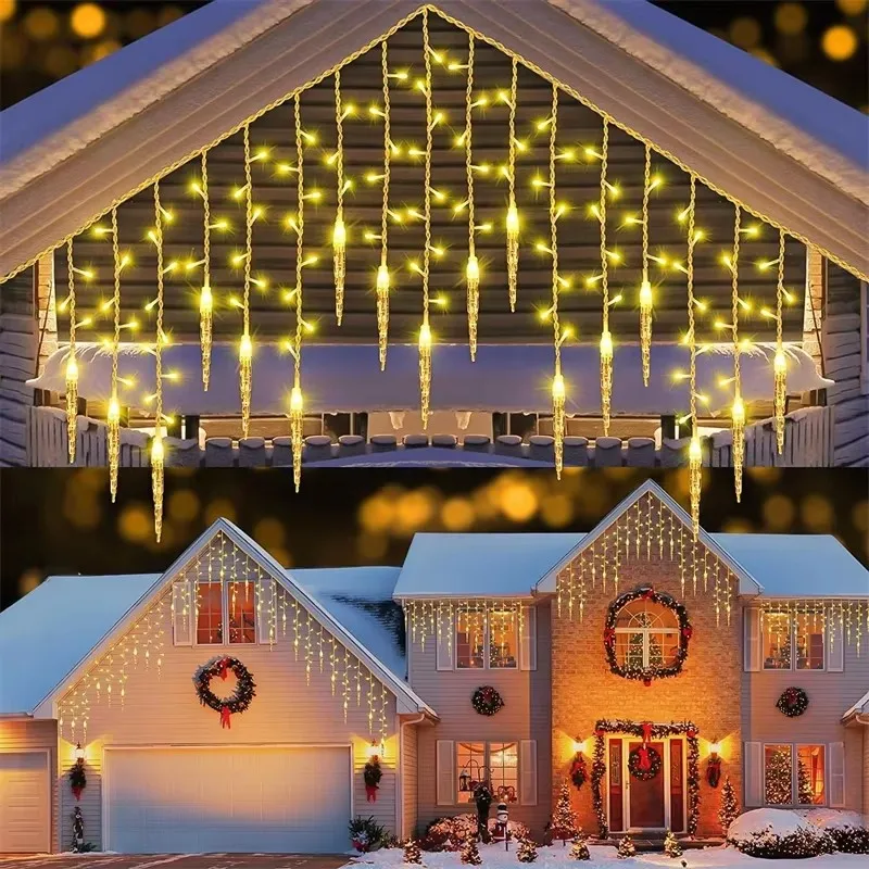 Christmas Lights Outdoor Decoration Led Curtain Icicle String Lights Wedding Party Garland