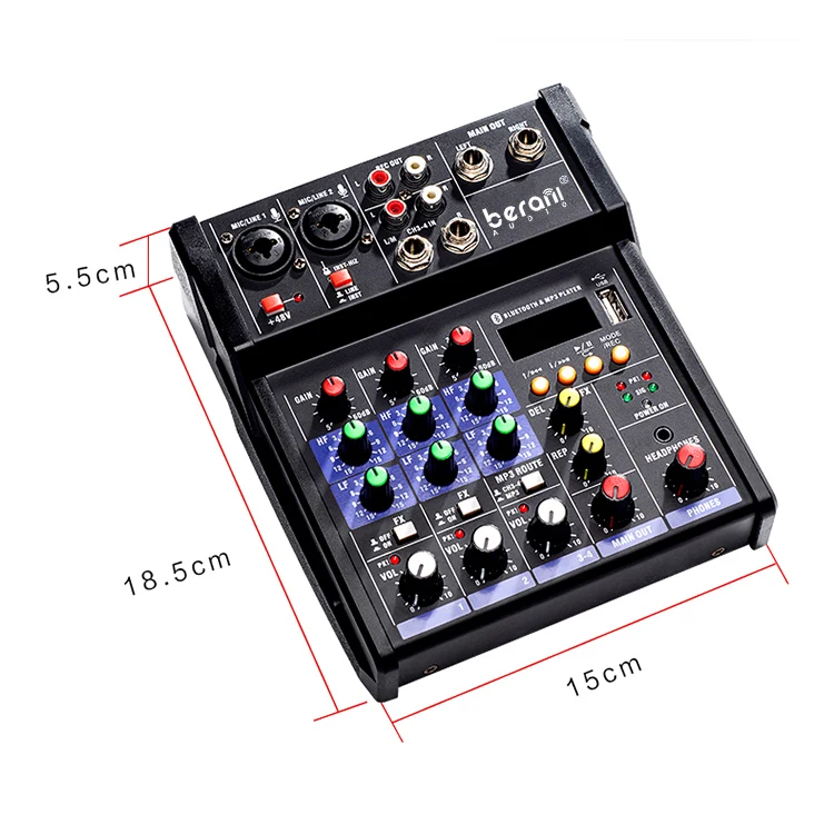 Factory Made Outdoor sound studio audio mixers mixing table 4-way Digital Mini Console Mixer 4 channel