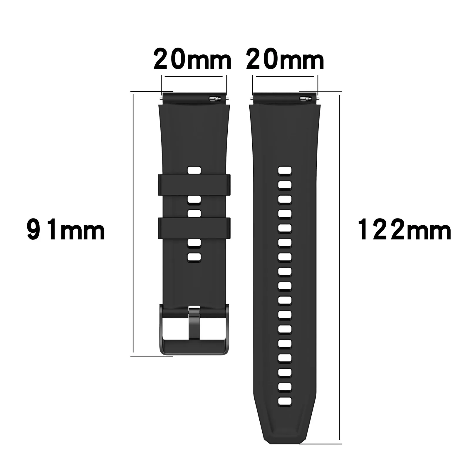 YHQ Soft Rubber Silicone 20mm Sport Band Strap for Samsung Watch Heart-S /Heart-L/Galaxy Watch 5 4/Active 2/Gear S2