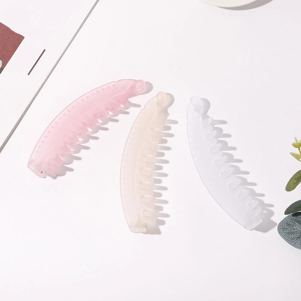 South Korea hot sale frosted hairpin fashion solid color acrylic banana clip ladies high ponytail hairpin