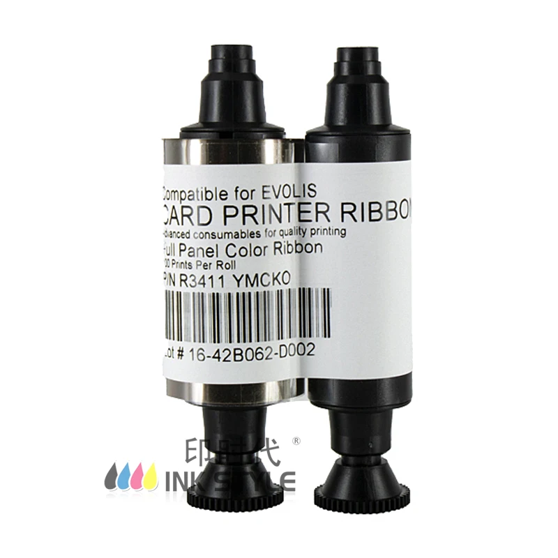 compatible Evolis Tattoo ID Card Printer R3411 YMCKO Color Ribbon - 100 prints