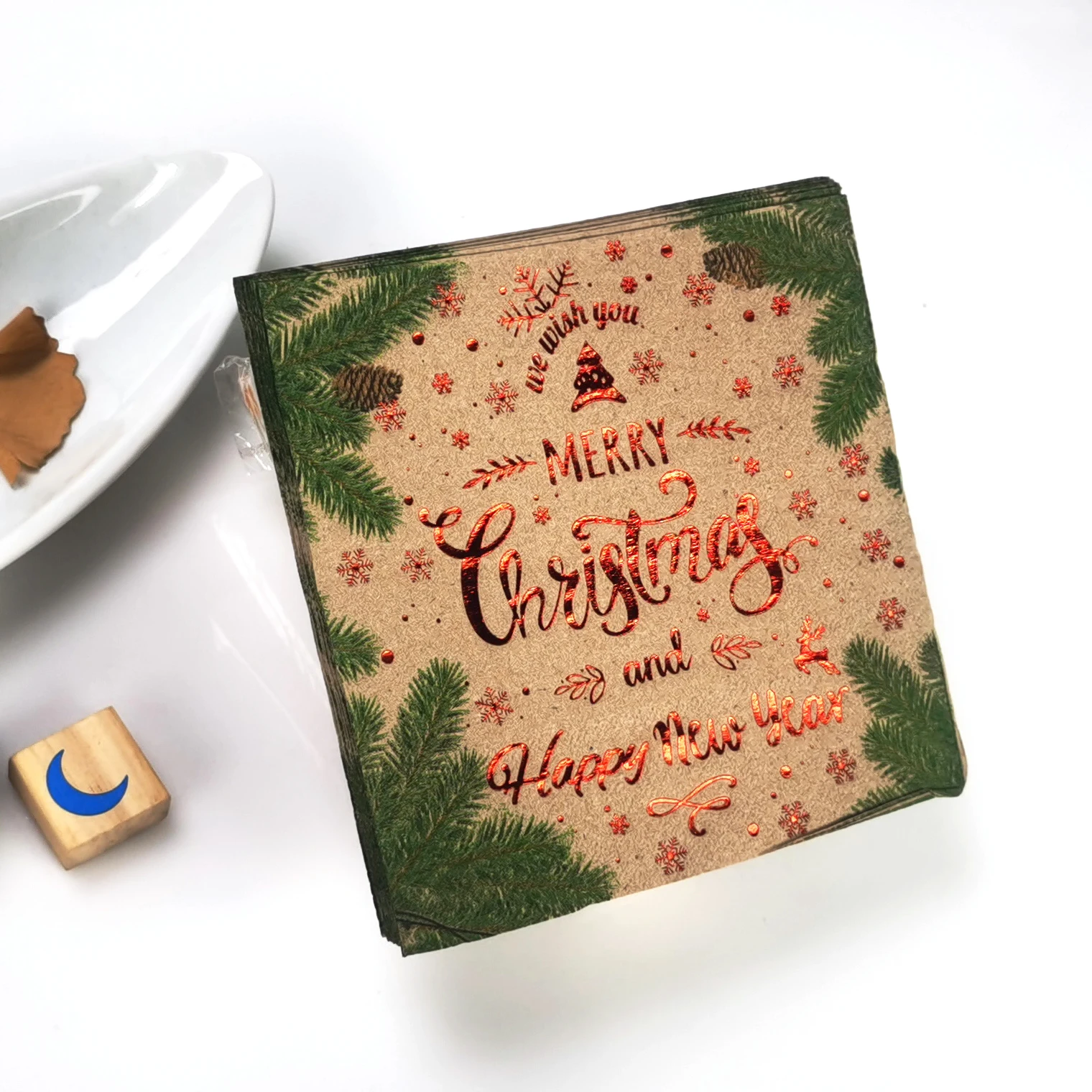 High quality bronzing printing pattern serviette colorful decoration Christmas paper napkins