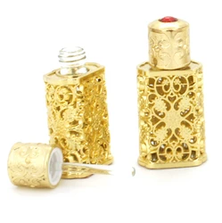 3ml Empty Refillable Bahrain Style Enameled Metal And Glass Perfume Bottle
