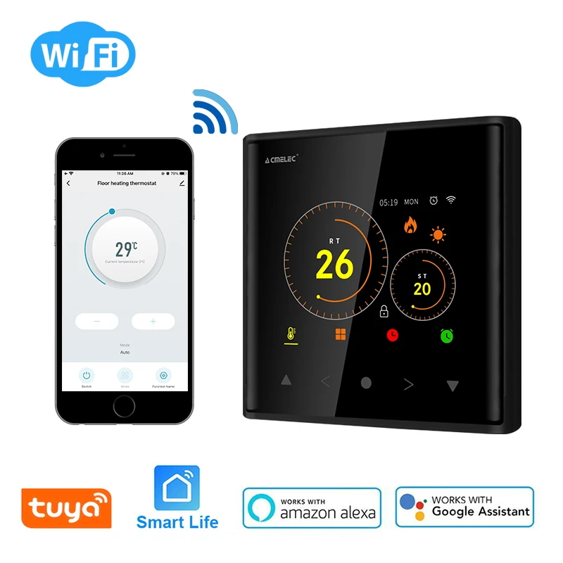 Black Tuya Smart Floor Heating Wifi Thermostat For Water Room Temperature Remote Controller for Google Home\Aleax\DuerOS