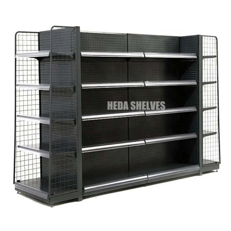 Single Side Supermarket Shelving Steel Wall Shelves Supermarket Rack Display