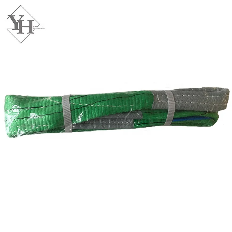 
manufacturer producing polyester 2 ton webbing sling 60mm green color flat lifting sling 
