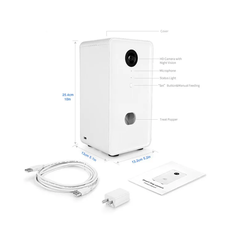 Voice Dog Food Dispenser Toy App Control Treat-dispenser for Dogs Cats Increases IQ and Mental Stimulation Design