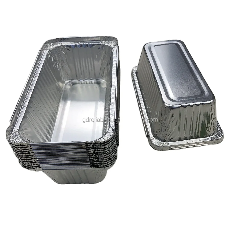 Сверхпрочные прямоугольные одноразовые кастрюли для еды из алюминиевой фольги емкостью 1,1 фунтов с прозрачными крышками