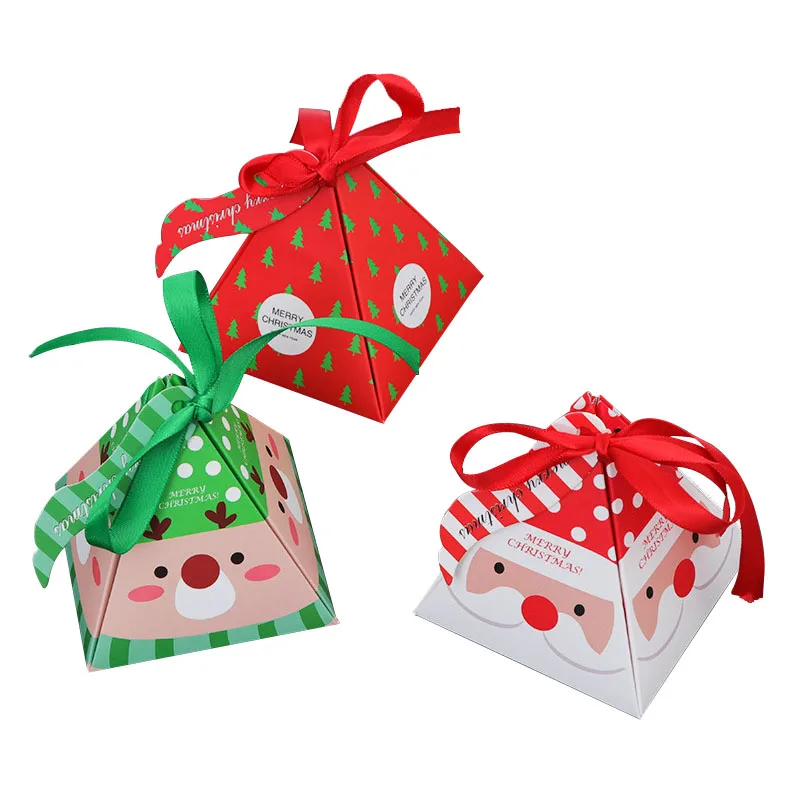 Creative Triangle Design Ribbon Small Fancy Christmas Candies/Cookies/Snacks Gift Box