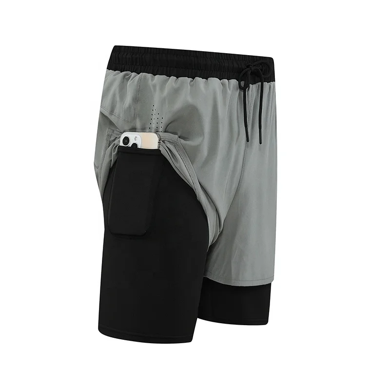 2 in 1 Quick Drying Breathable Workout shorts Active Training Exercise Shorts Gym Shorts For Men