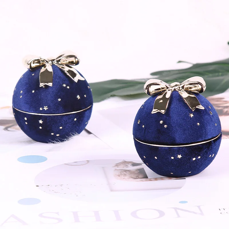 SSeeSY fashion luxury custom jewelry boxes round starry bow knot ring and pendant necklace high quality Christmas gift packaging