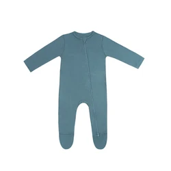 custom high quality baby boys girls long sleeve baby bamboo pajamas dual zipper