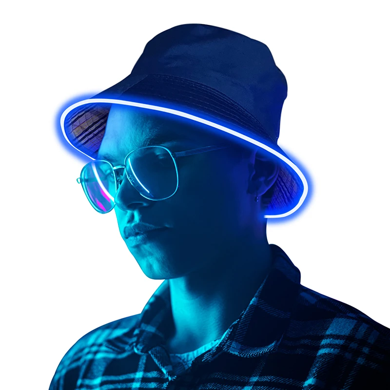 Дешевая заводская цена, светодиодная круглая оптоволоконная Панама, светящаяся Рыбацкая шляпа для ночи (1600558850786)