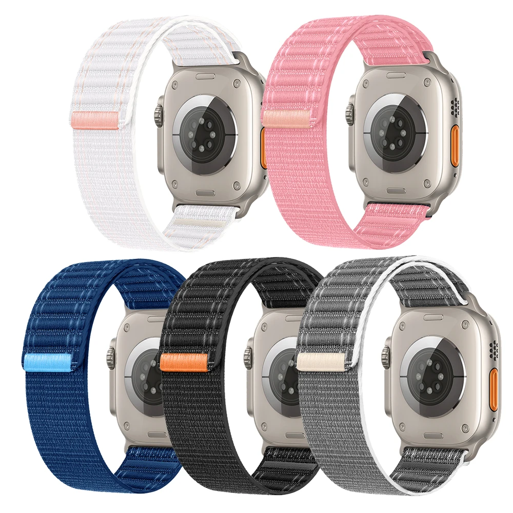 Нейлоновый ремешок для Apple Watch Ultra 2 49 45 41 44 мм 42 46 браслет с волновым узором iWatch Series 10 9 8 7 6 5 4