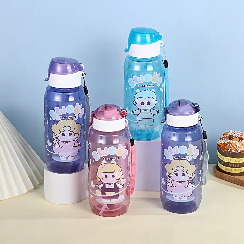 2023 new design oval shape cute children plastic school lunch box sets for kids with water bottle