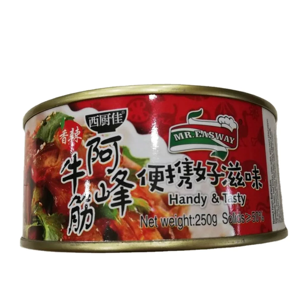 
250g canned spicy beef tendon portable canned meat products 