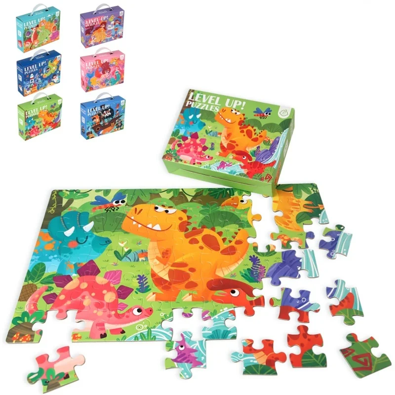 Custom Gift Box Montessori Children Paper Cartoon Jigsaw Puzzle Early Educational Creative Toys Puzzles Set For Kids Boys Girls