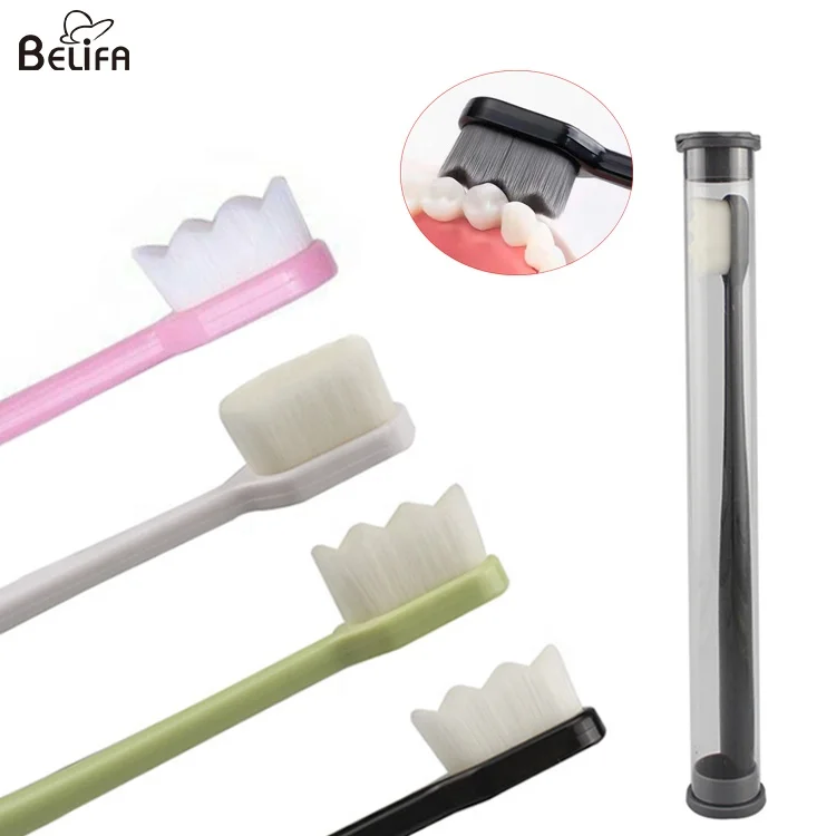 Dental oral care teeth tooth brush portable plastic 10000 hairs wave fine extra soft charcoal nano toothbrush for sensitive gums