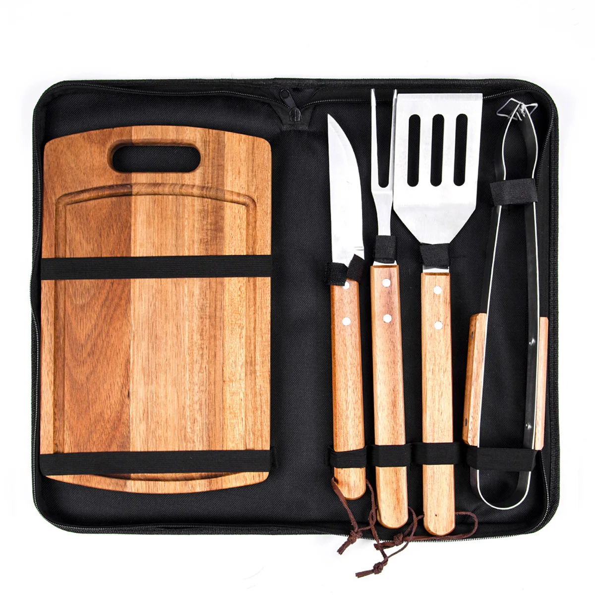 Wood Handle BBQ Barbque Grill Accessories BBQ Tools set with Charcuterie Board Set Camping Kit