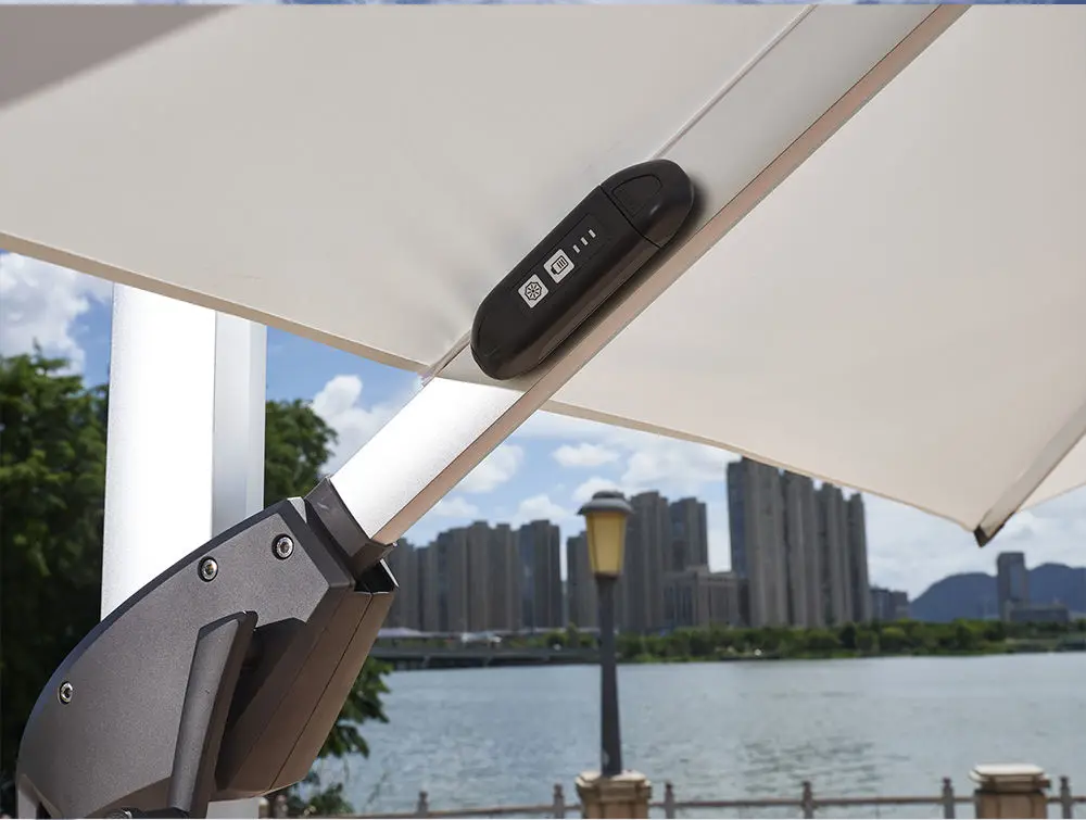 Outdoor Leisure Garden Aluminium Umbrellas Solar Light  Heavy Duty Parasol Rectangle Cantilever Roman Patio Umbrellas