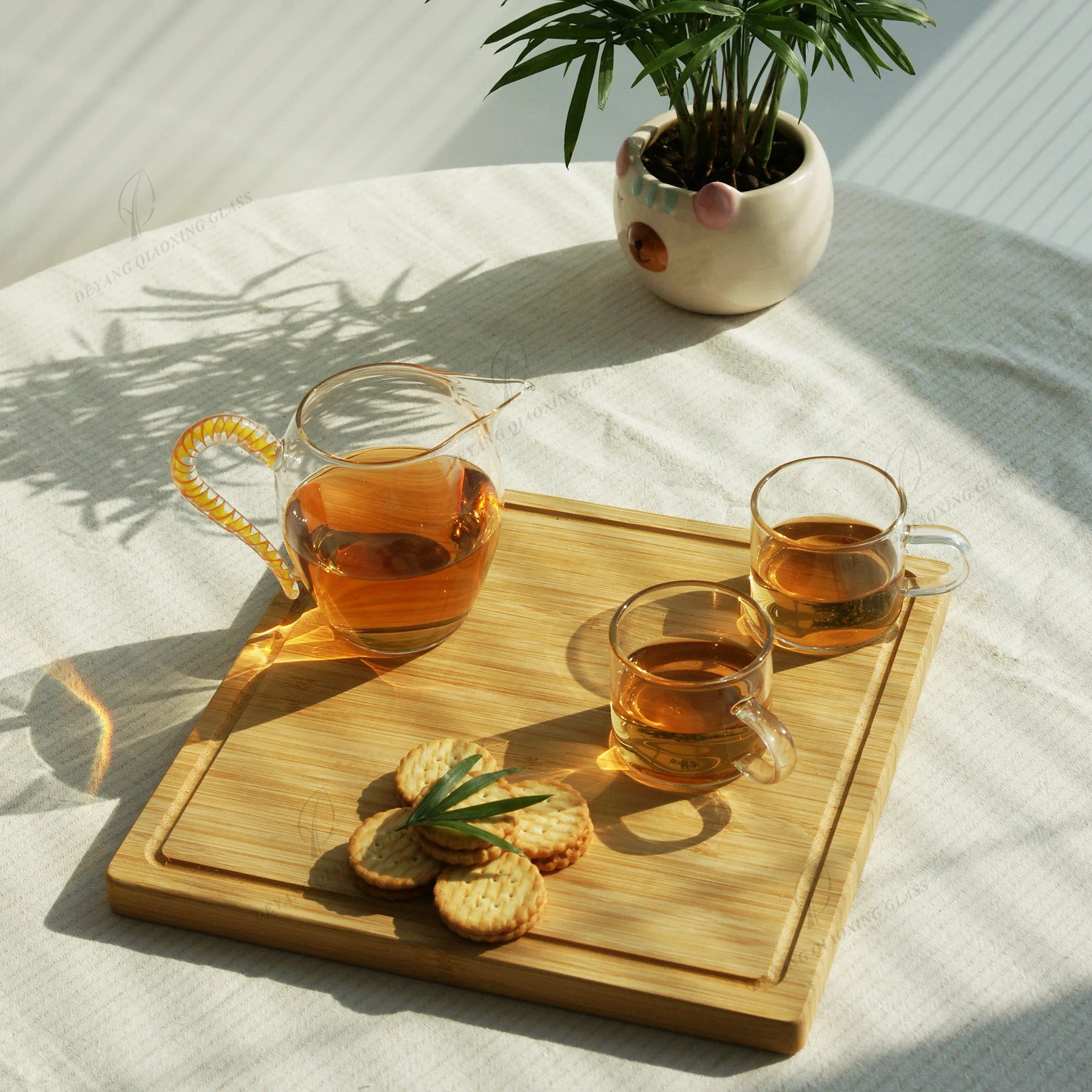 Clear Transparent Hand Blown Bulk Drinking Sets Juice Bubble Glass Cappuccino Milkshake Cup Borosilicate Glass with Color Handle