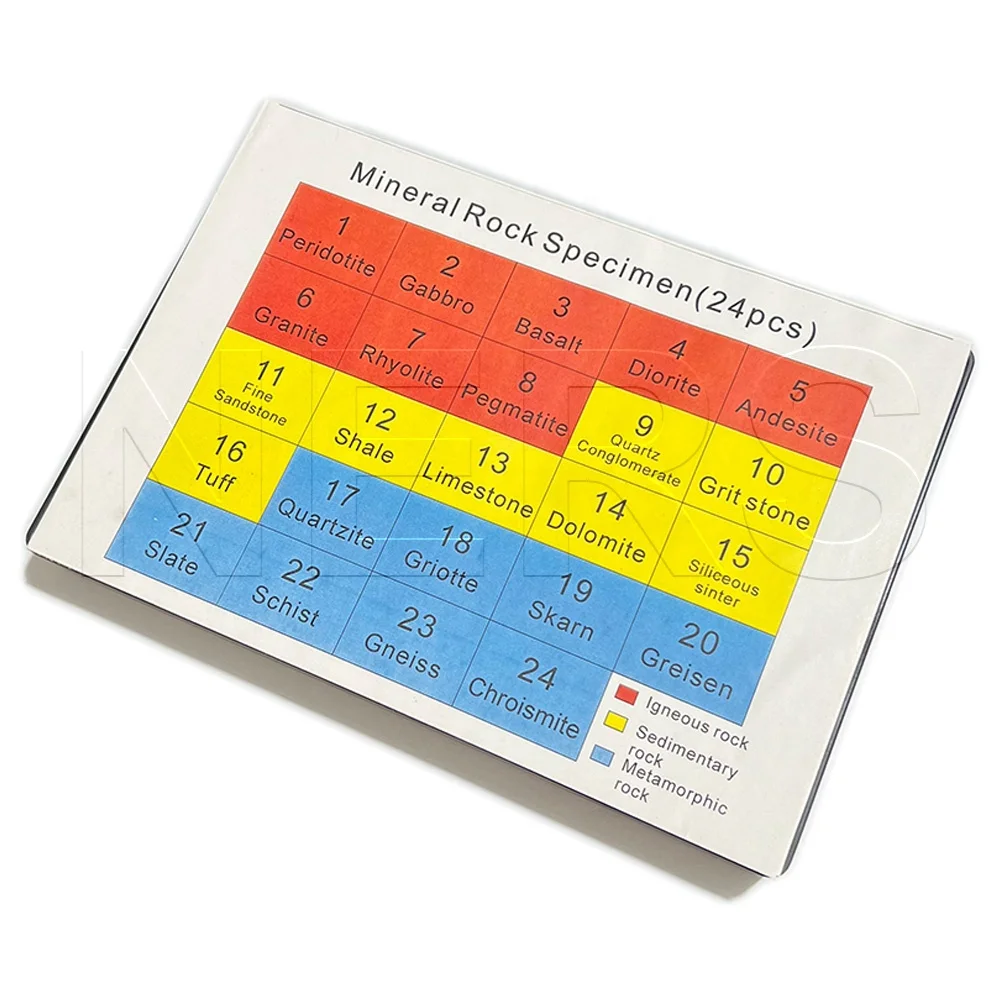 NERS Geography Educational Equipment Minerals of 3 Rock Types 24pcs/set Rock Samples