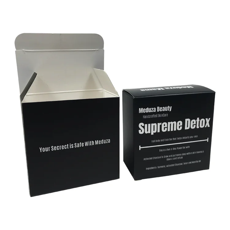 Eco Small Black Packaging Box for Skincare Products Customized Folding Soap Cartons with Glossy/Matte Laminate for Shipping