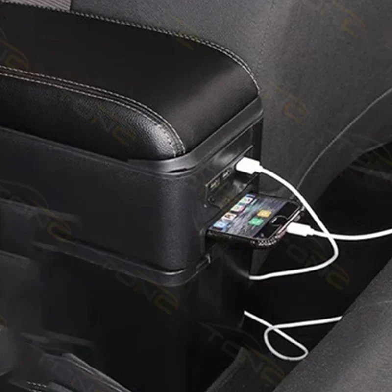TONC Custom Fit ABS Armrest Box for Nissan March with Stylish Design, Dual Storage Compartments,and Convenient USB Charging Port