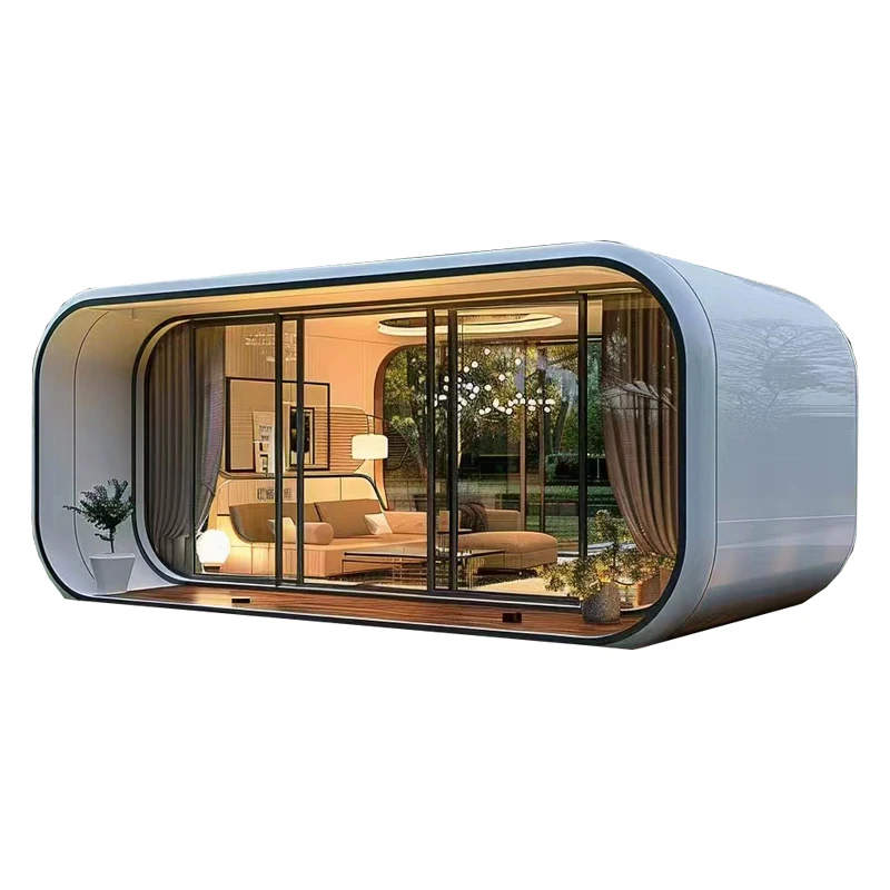 20ft 40ft Nature resort prefabricated steel construction all-glass Apple Cabin family container house