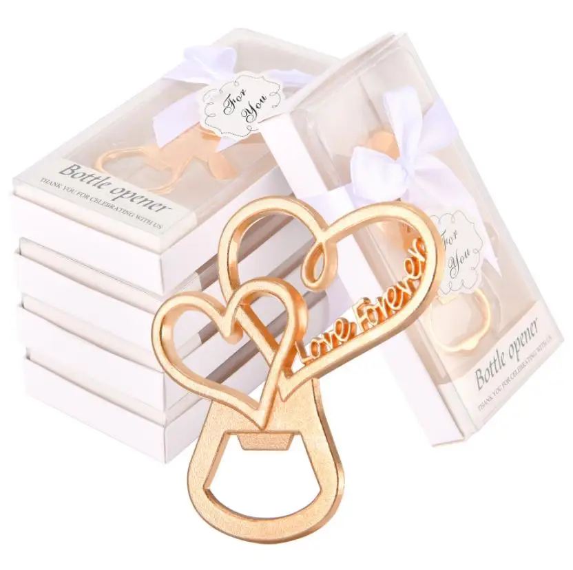 Heart Love Forever Bottle Openers for Wedding Favors to Guests Bridal Shower Party Gifts Souvenirs Decorations with Gift Box