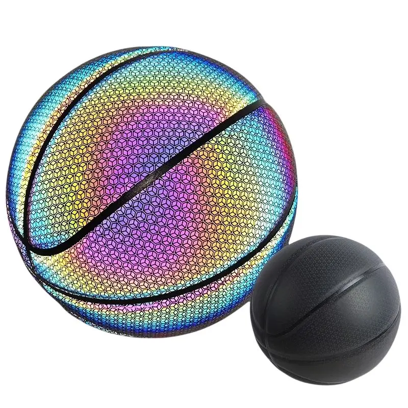 Rubber Basketball Offical Size 7 Glow in The Dark Freestyle Reflective Basket Ball Luminous Basketball  for Training