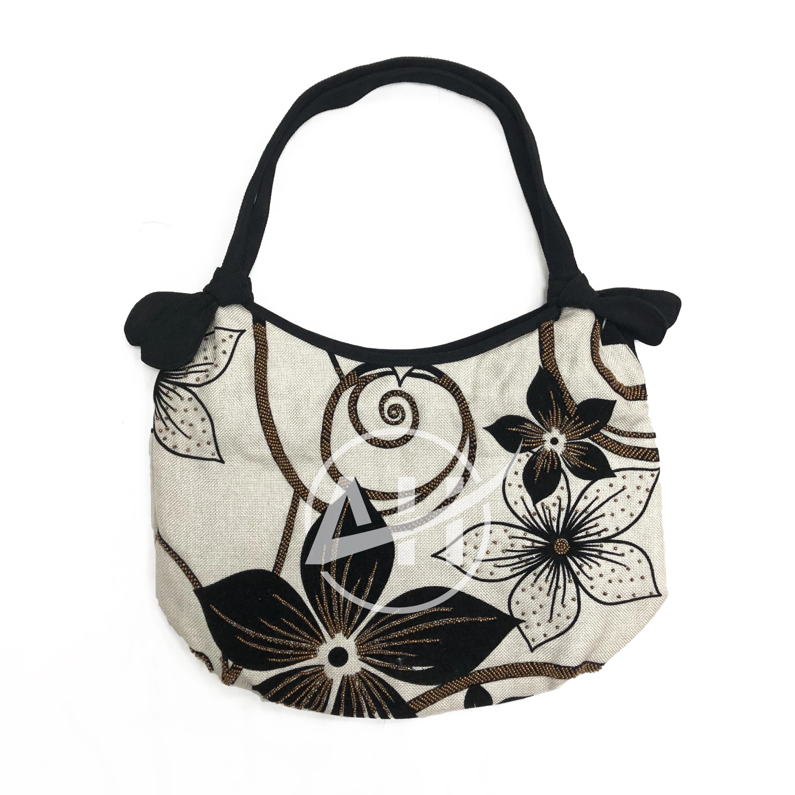 Women Beaded Bag with Damask Pattern Botanical Woman Beaded Shoulder Bag Copper Bronze Beaded Floral Vietnam Handmade Handbag