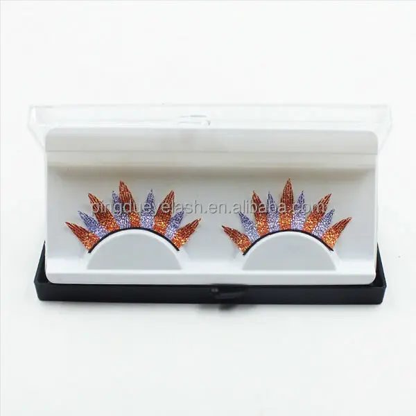 Heart Girl New Style 15mm 20mm Colored False Eyelashes with Glitter 3D Mink Lash Handmade Colorful Lashes Strip