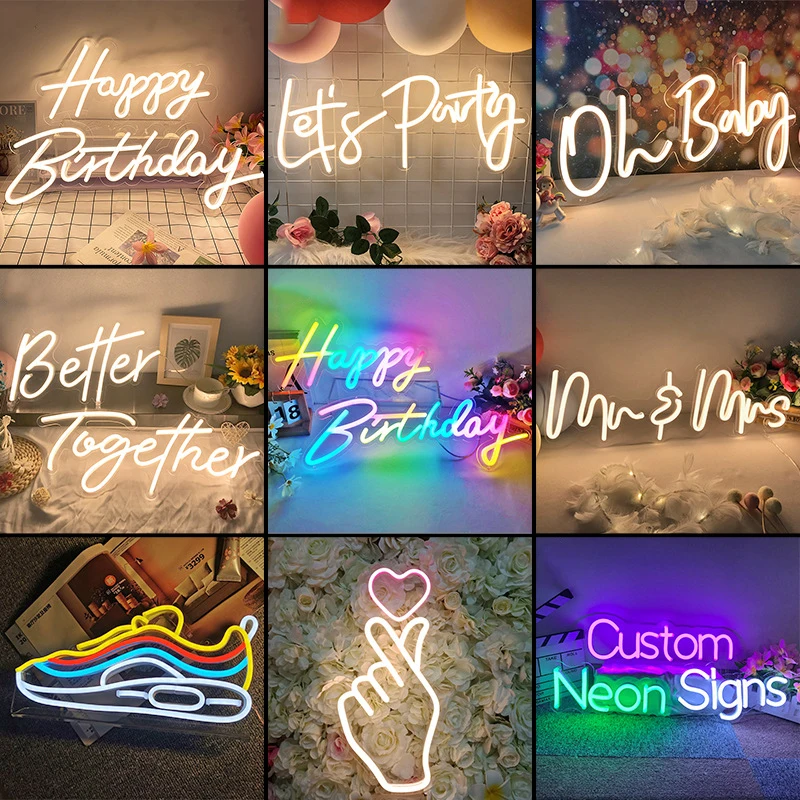 Custom Neno Signs Oh Baby Happy Birthday Decoration Mr Mrs Wedding Decor Party Decoration Supplies