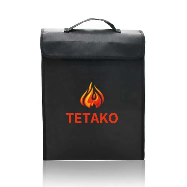 Custom logo tote security large zipper waterproof fireproof bag for documents