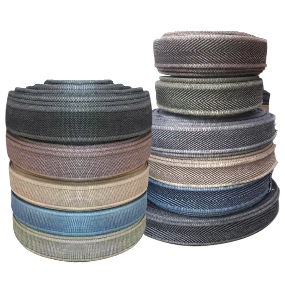 50mm Wide Jacquard Striped Washed Custom Solid Color Thick Cotton Canvas Polyester Webbing Strap for Belt