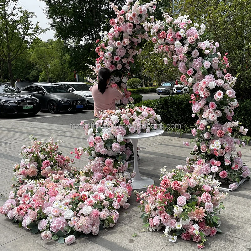Customized Wedding Entrance Decor Blue And Yellow Color Flower Arch Decoration Boho Flower Arch Wedding Backdrop