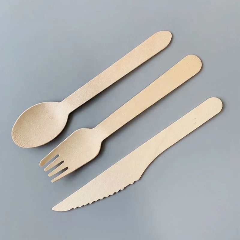 Biodegradable Disposable Wooden Cutlery Flatware Sets Tableware Sets