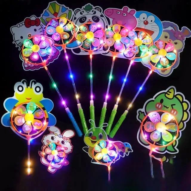 Cartoon Fairy Wand  Luminous Fluorescent Various Shapes Colorful Street Stall  Windmills Toys