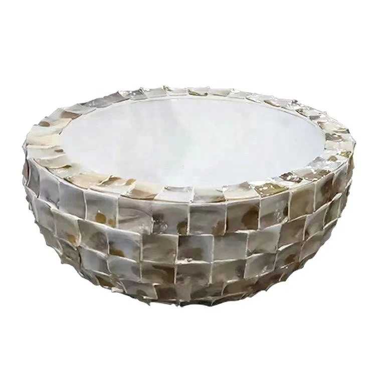 High Quality Luxury Mother of Pearl Shell Vase Round Bowl MOP Planter Pot from China