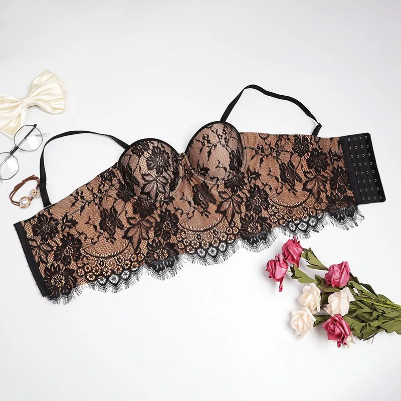 Summer New Lace Sling French Beauty Back Wrapped Chest Anti-glare Adjustable Small Corset Strapless Top Vest