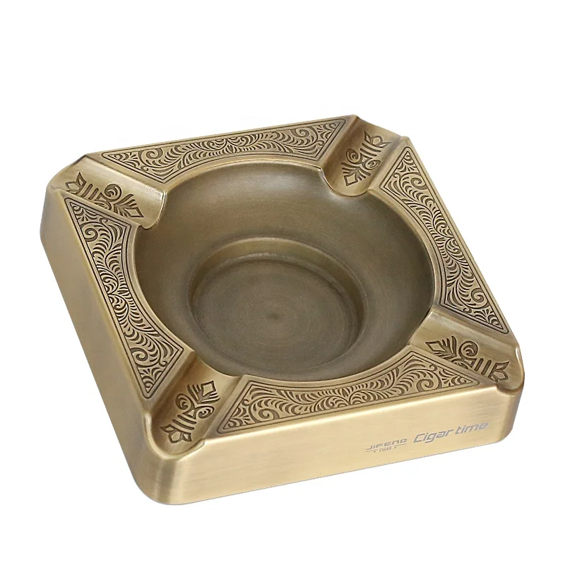 JF-3025 16*16*3.5cm 700g JIFENG factory custom square metal  ashtray business gift suite for indoor and outdoor places