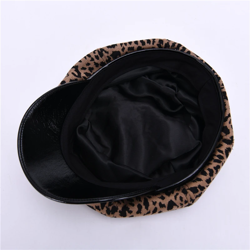 Hot Sale Women Octagonal Cap Leopard Printed Newsboy IVY Hat 8 Panel
