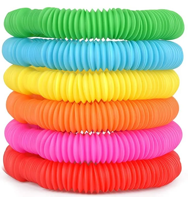 
Plastic Funny Educational Stress relief Fidget Pop Tubes Sensory Colorful Stretch Decompression Pipe Toys 